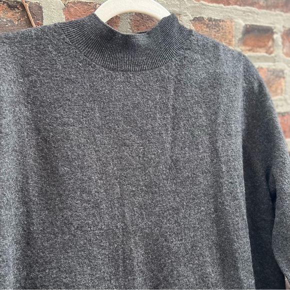 NEW COS Bow Detail Dark Grey Oversized Relaxed Fit Merino Wool Crew Sweater Top - Picture 4 of 8